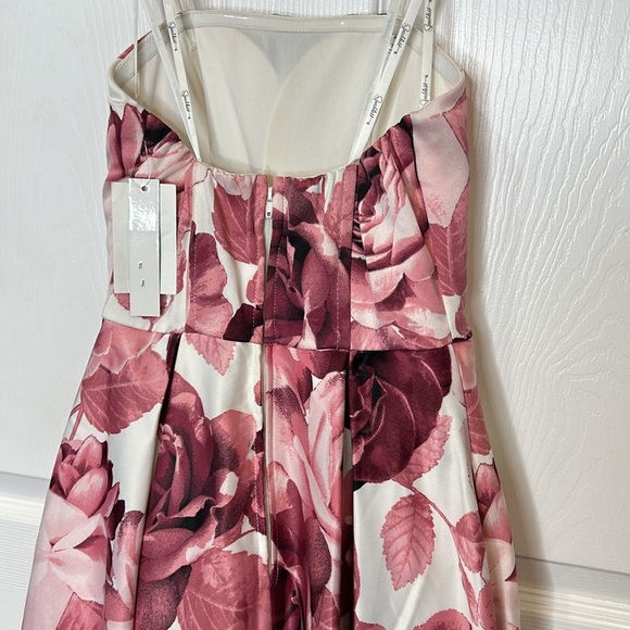 Speechless NWT Floral Strapless‎ Gown Juniors 0 Pink White High-Low Satin Prom - Picture 10 of 12